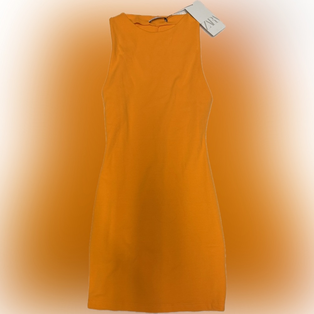 Zara Vibrant Orange Mini Dress | Sz S | Brand New w/Tags